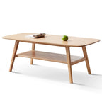 Table basse en bois massif avec étagère de rangement