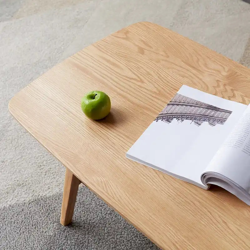 Table basse en bois massif avec étagère de rangement