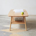 Table basse en bois massif avec étagère de rangement