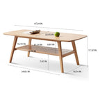 Table basse en bois massif avec étagère de rangement