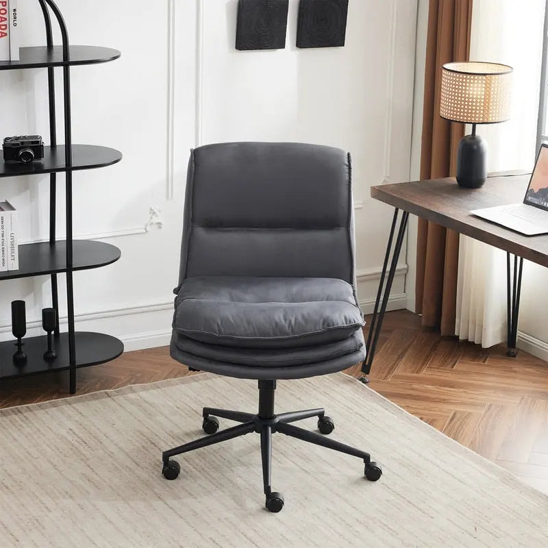 Chaise de bureau ergonomique sans accoudoirs en polyester avec roulettes