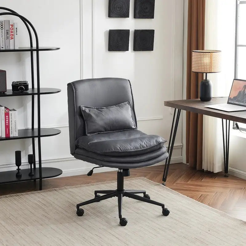 Chaise de bureau ergonomique sans accoudoirs en polyester avec roulettes