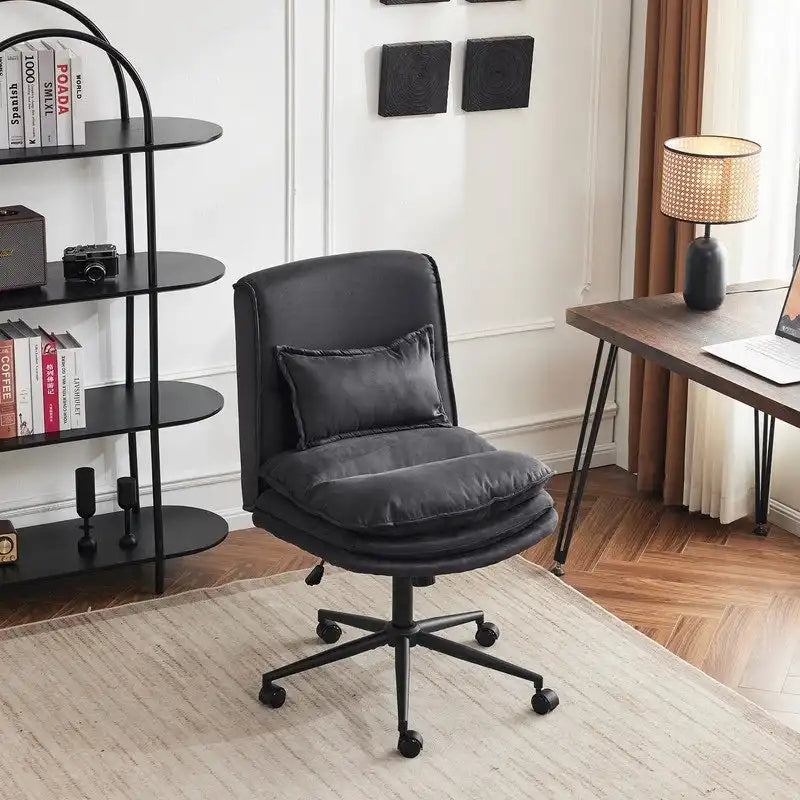 Chaise de bureau ergonomique sans accoudoirs en polyester avec roulettes