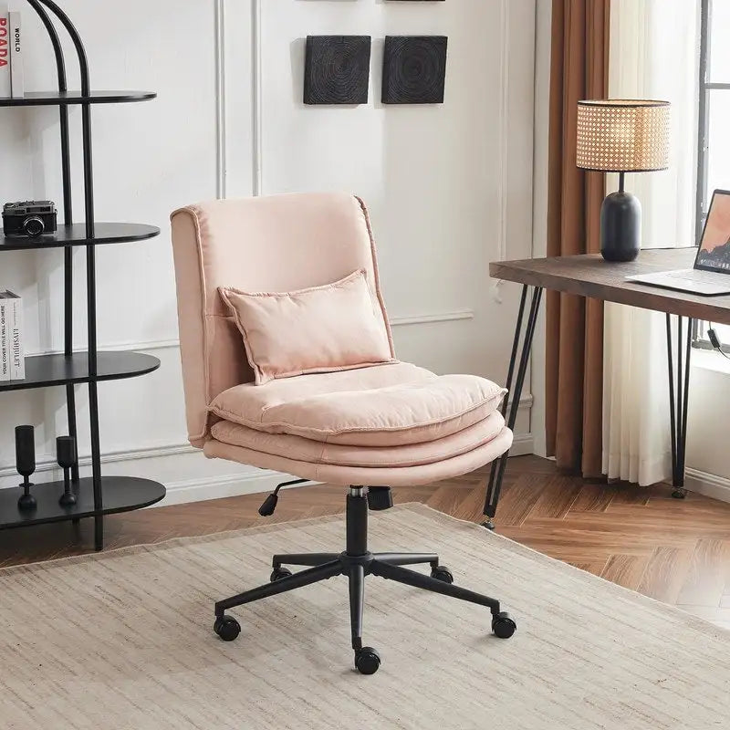 Chaise de bureau ergonomique sans accoudoirs en polyester avec roulettes