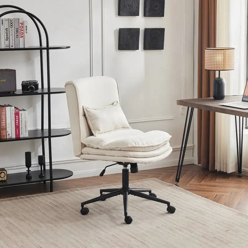 Chaise de bureau ergonomique sans accoudoirs en polyester avec roulettes