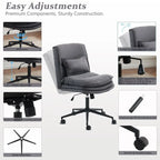 Chaise de bureau ergonomique sans accoudoirs en polyester avec roulettes