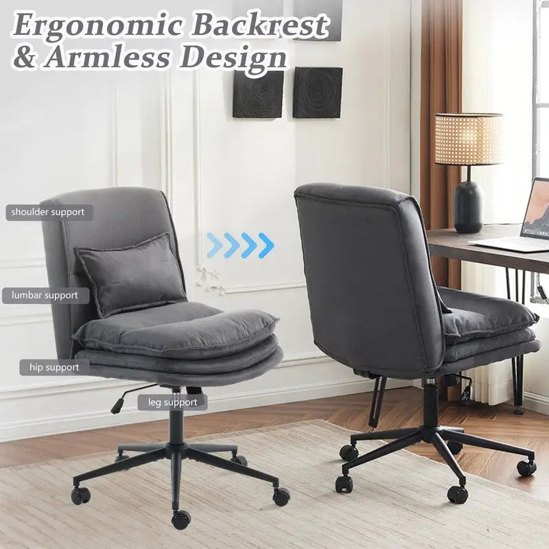 Chaise de bureau ergonomique sans accoudoirs en polyester avec roulettes