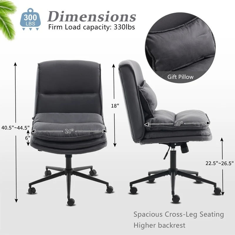 Chaise de bureau ergonomique sans accoudoirs en polyester avec roulettes