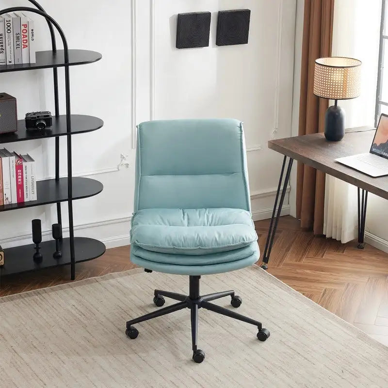 Chaise de bureau ergonomique sans accoudoirs en polyester avec roulettes