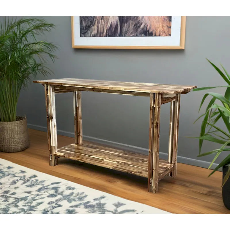 Console architecturale en bois d'acacia avec étagère