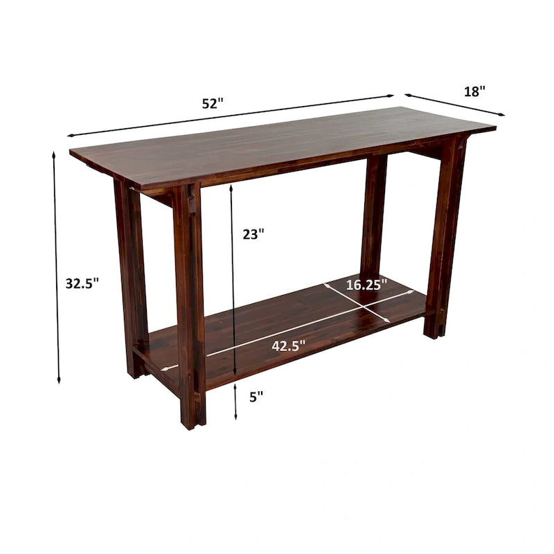 Console architecturale en bois d'acacia avec étagère