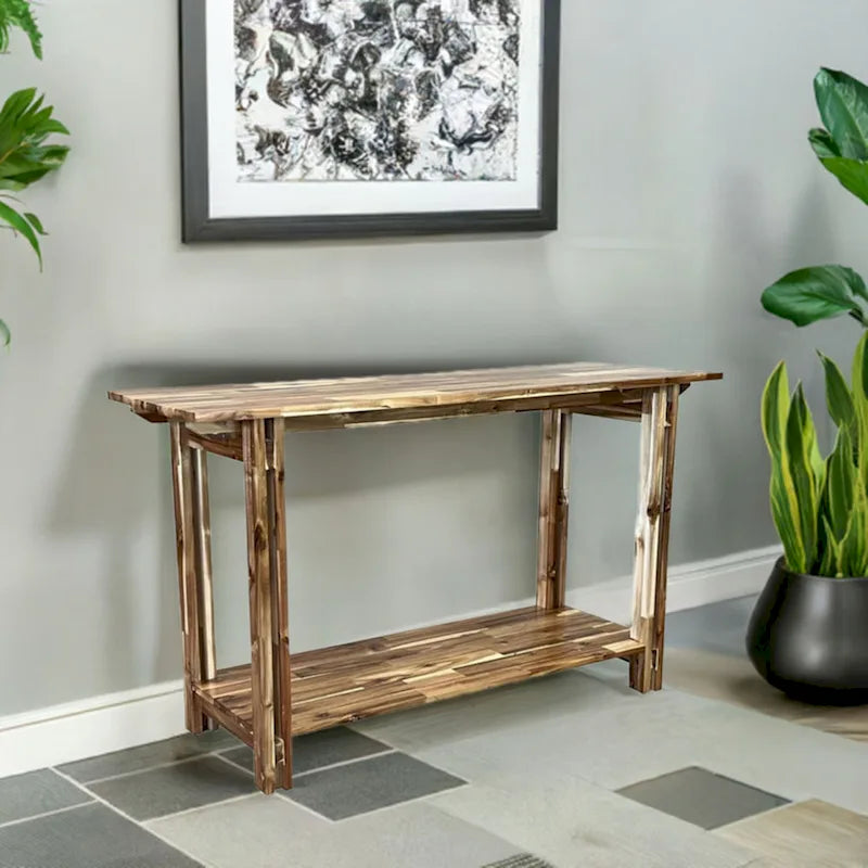 Console architecturale en bois d'acacia avec étagère