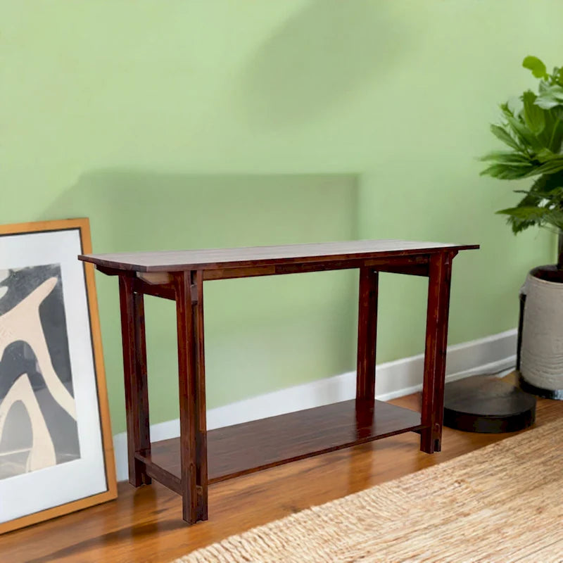 Console architecturale en bois d'acacia avec étagère