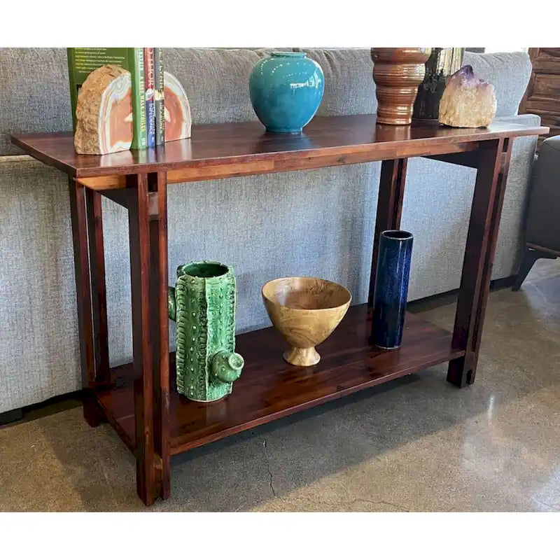 Console architecturale en bois d'acacia avec étagère