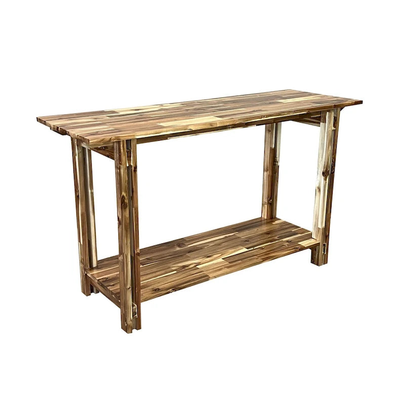 Console architecturale en bois d'acacia avec étagère