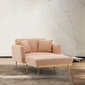 Chaise longue d'intérieur, fauteuil de lit convertible 2 en 1 en velours avec pouf, fauteuil de relaxation avec dossier inclinable réglable