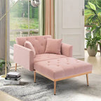 Chaise longue d'intérieur, fauteuil de lit convertible 2 en 1 en velours avec pouf, fauteuil de relaxation avec dossier inclinable réglable