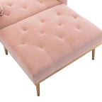 Chaise longue d'intérieur, fauteuil de lit convertible 2 en 1 en velours avec pouf, fauteuil de relaxation avec dossier inclinable réglable