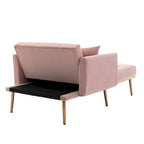 Chaise longue d'intérieur, fauteuil de lit convertible 2 en 1 en velours avec pouf, fauteuil de relaxation avec dossier inclinable réglable