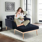 Chaise longue d'intérieur, fauteuil de lit convertible 2 en 1 en velours avec pouf, fauteuil de relaxation avec dossier inclinable réglable