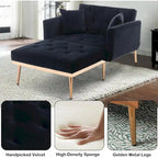 Chaise longue d'intérieur, fauteuil de lit convertible 2 en 1 en velours avec pouf, fauteuil de relaxation avec dossier inclinable réglable