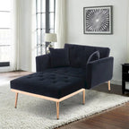 Chaise longue d'intérieur, fauteuil de lit convertible 2 en 1 en velours avec pouf, fauteuil de relaxation avec dossier inclinable réglable