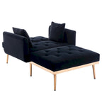 Chaise longue d'intérieur, fauteuil de lit convertible 2 en 1 en velours avec pouf, fauteuil de relaxation avec dossier inclinable réglable