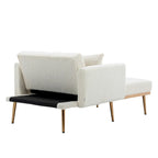 Chaise longue d'intérieur, fauteuil de lit convertible 2 en 1 en velours avec pouf, fauteuil de relaxation avec dossier inclinable réglable