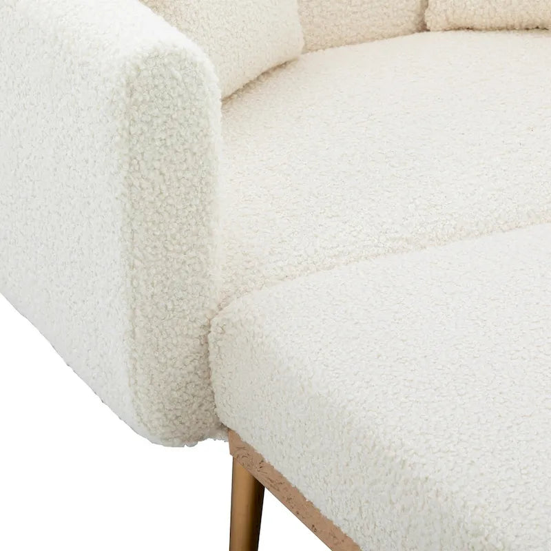 Chaise longue d'intérieur, fauteuil de lit convertible 2 en 1 en velours avec pouf, fauteuil de relaxation avec dossier inclinable réglable