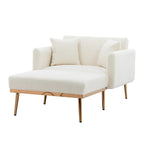 Chaise longue d'intérieur, fauteuil de lit convertible 2 en 1 en velours avec pouf, fauteuil de relaxation avec dossier inclinable réglable