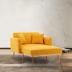 Chaise longue d'intérieur, fauteuil de lit convertible 2 en 1 en velours avec pouf, fauteuil de relaxation avec dossier inclinable réglable