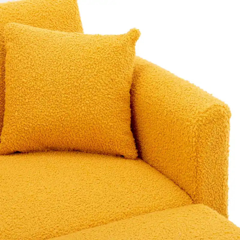 Chaise longue d'intérieur, fauteuil de lit convertible 2 en 1 en velours avec pouf, fauteuil de relaxation avec dossier inclinable réglable
