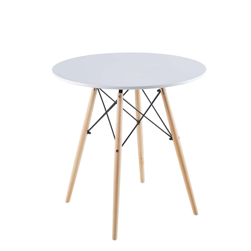 Table Blanche 31.5, Table de Salle à Manger Mid-Century pour 2-4 personnes avec Plateau Rond en MDF, Table d'Appoint, Table Basse de Loisirs