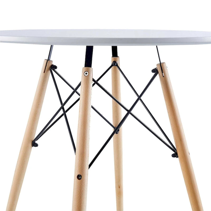 Table Blanche 31.5, Table de Salle à Manger Mid-Century pour 2-4 personnes avec Plateau Rond en MDF, Table d'Appoint, Table Basse de Loisirs