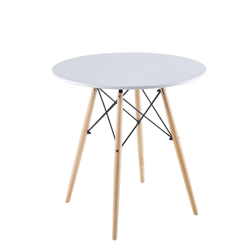 Table Blanche 31.5, Table de Salle à Manger Mid-Century pour 2-4 personnes avec Plateau Rond en MDF, Table d'Appoint, Table Basse de Loisirs