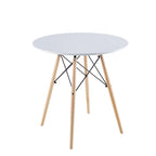 Table Blanche 31.5, Table de Salle à Manger Mid-Century pour 2-4 personnes avec Plateau Rond en MDF, Table d'Appoint, Table Basse de Loisirs