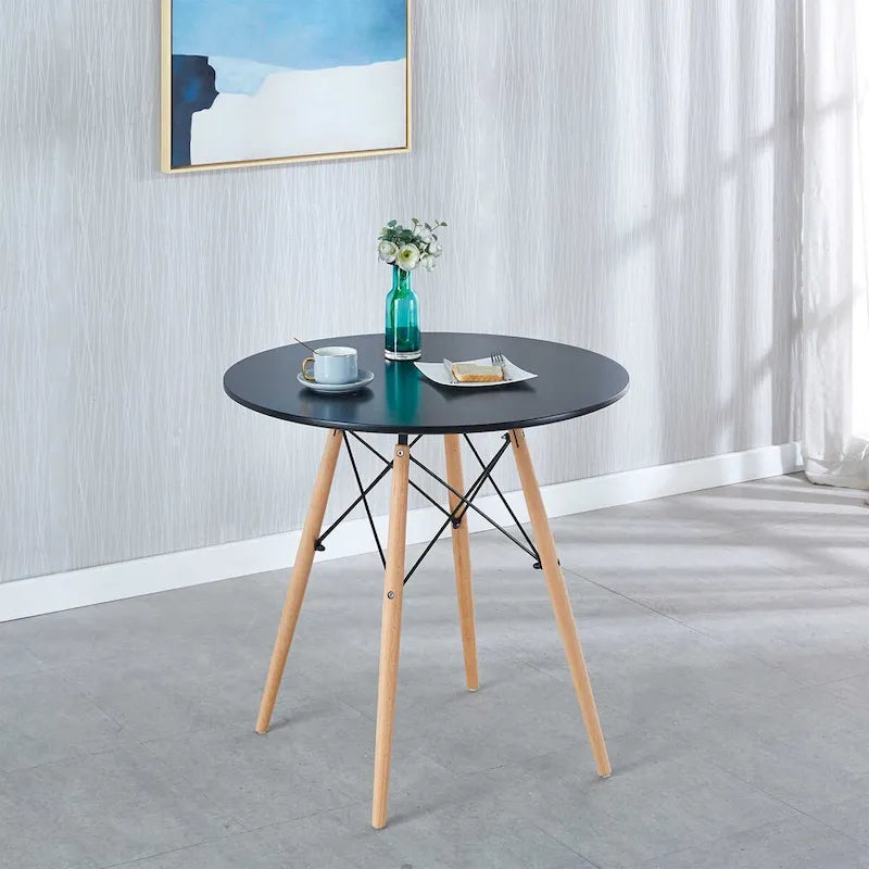 Table Blanche 31.5, Table de Salle à Manger Mid-Century pour 2-4 personnes avec Plateau Rond en MDF, Table d'Appoint, Table Basse de Loisirs