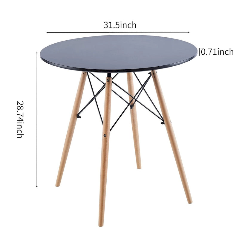 Table Blanche 31.5, Table de Salle à Manger Mid-Century pour 2-4 personnes avec Plateau Rond en MDF, Table d'Appoint, Table Basse de Loisirs