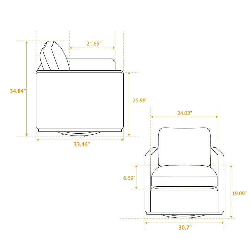 Fauteuil d'appoint pivotant moderne en chenille, lot de 1