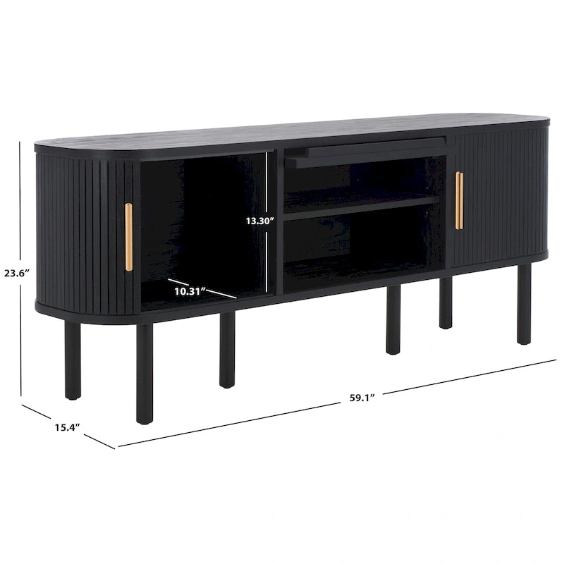 2 Tambours & 1 Meuble TV à porte vitrée - 59Wx15Px24H
