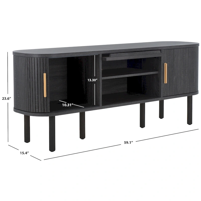 2 Tambours & 1 Meuble TV à porte vitrée - 59Wx15Px24H