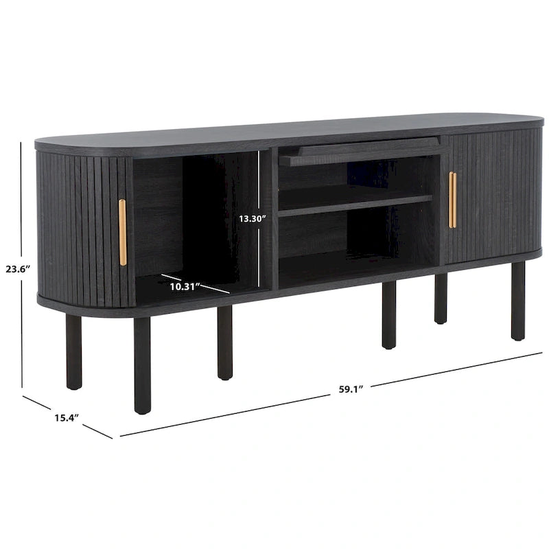 2 Tambours & 1 Meuble TV à porte vitrée - 59Wx15Px24H