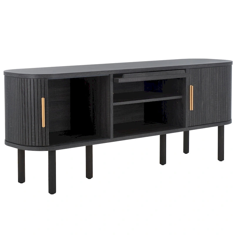 2 Tambours & 1 Meuble TV à porte vitrée - 59Wx15Px24H