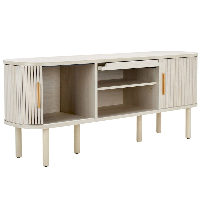 2 Tambours & 1 Meuble TV à porte vitrée - 59Wx15Px24H