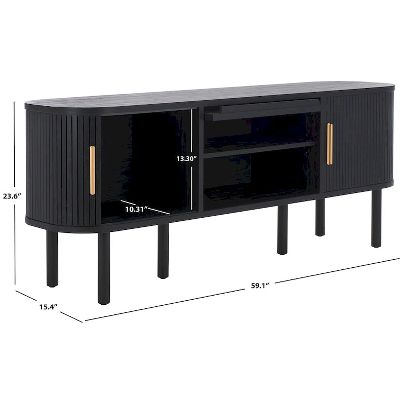 2 Tambours & 1 Meuble TV à porte vitrée - 59Wx15Px24H